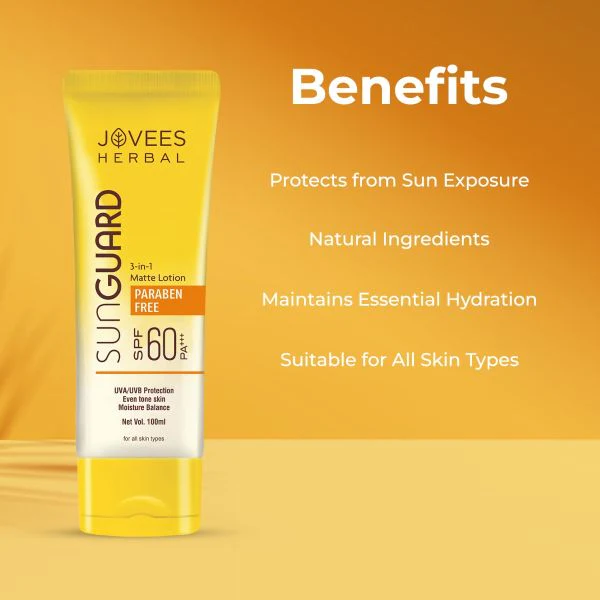 Jovees Herbal Sun Guard Lotion SPF 60 PA+++ Broad Spectrum | Matte Lotion