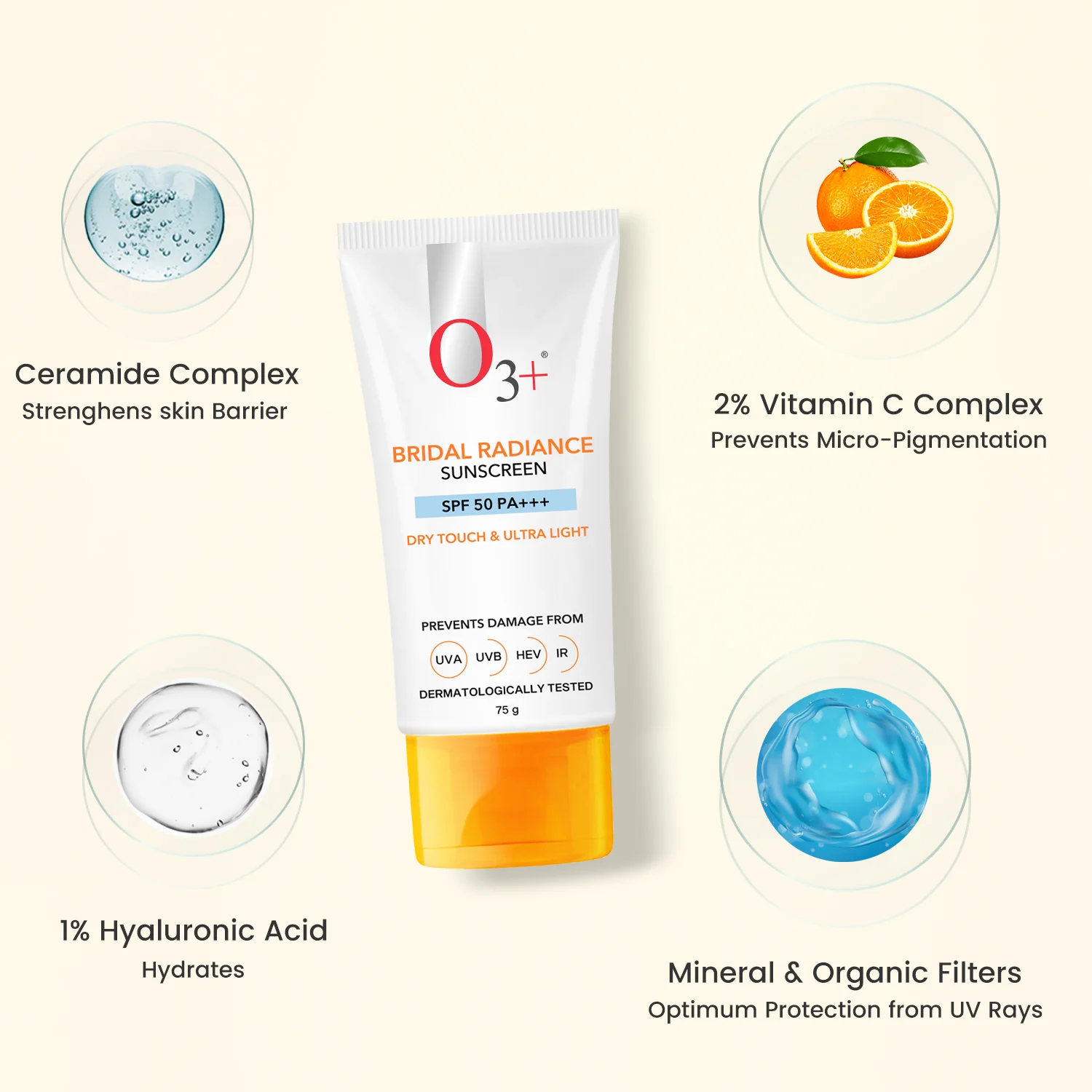 O3+ Bridal Radiance Sunscreen SPF 50 PA +++