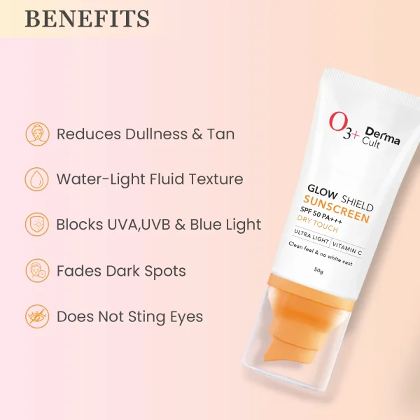 O3+ Derma Cult Glow Shield Sunscreen SPF 50 PA